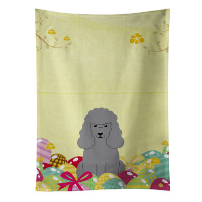 Serviette de thé caniche gris œufs pâques