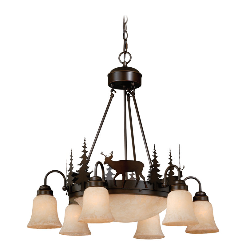 Kynslea 9 - Light Steel Dimmable Classic / Traditional Chandelier, Deer