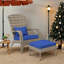 Ensemble de chaise Adirondack d'extérieur en osier et repose-pieds avec coussins rembourrés-1041630603-1041630604