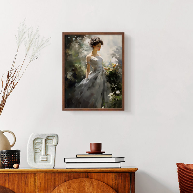WOMEN Series DLXV - reproduction encadrée de qualité supérieure - prête à être accrochée - aucun clou requis, Noyer