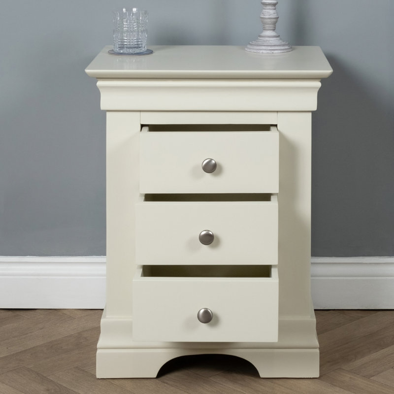 Alliber 50cm W Solid Wood Bedside Table, Off White