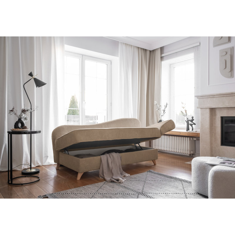 Chic Charlotte Storage Chaise Longue, Taupe, Right facing