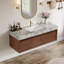 Ensemble de meuble-lavabo simple 36 po avec lavabo en céramique Latrey, 2 armoires en bois naturel