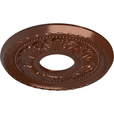 Endurathane Palmetto Ceiling Medallion, 11 3/8"OD x 3 5/8"ID x 7/8"P (Fits Canopies up to 4 1/2"), Hand-Painted Copper Penny Finish