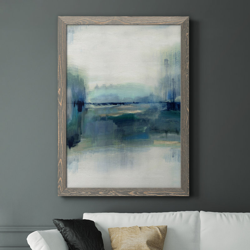 Indigo Meadow - peinture sur toile encadrée, Toile avec cadre gris, H 37,5 po x l 27,5 po x P 1,5 po