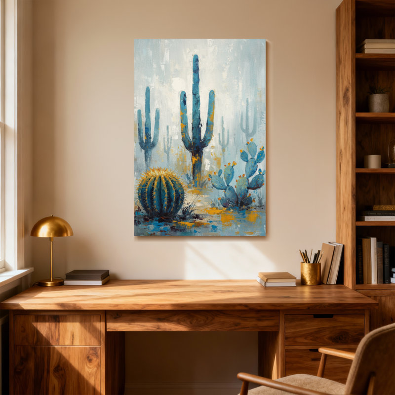 Plantes et fleurs, paysage de cactus du désert, reproduction d'art sur toile, H 30 po x l 20 po