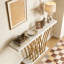 Console en faux marbre avec base géométrique en métal