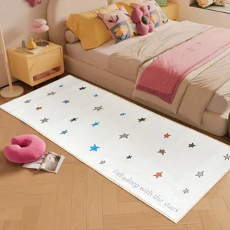 Multicolored Plush Runner Rug, Machine Washable Bedroom Carpet With Non-slip Backing, Soft Floor Mat For Bedside, Bay Window, And Home Decor