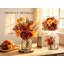 Fleurs artificielles artificielles avec vase, roses en soie artificielle et hortensias pour les décorations de table de salle à manger de cuisine de ferme, décor d'automne pour bureau à domicile rouge foncé