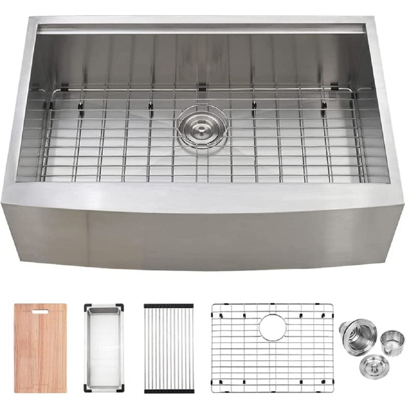33'' L Farmhouse / Apron Single Bowl Stainless Steel Kitchen Sink