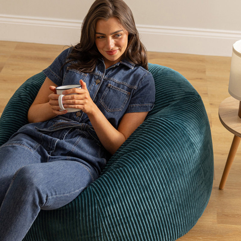 Bean Bag Bazaar Kingston Corduroy Classic Bean Bag, Teal Green