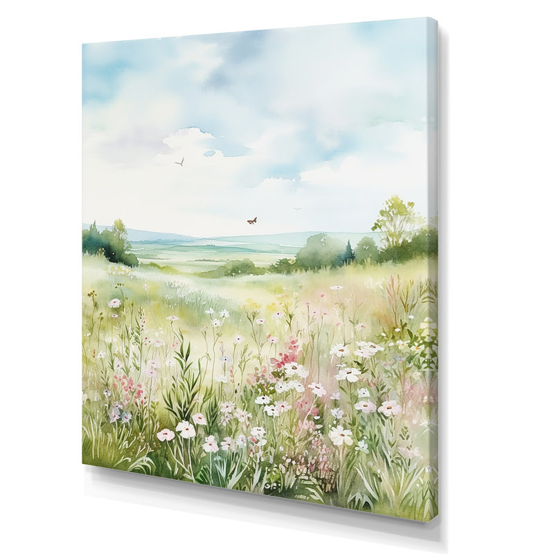 «Meadow Scenery Minimalisme Serenity I», reproduction, Toile tendue, H 32 po x l 16 po x P 1 po