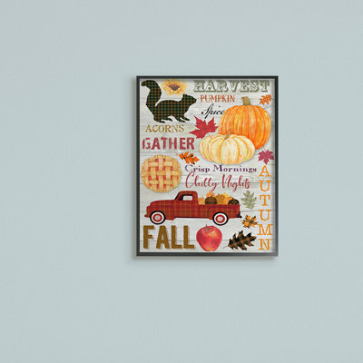 «Seasonal Fall Phrases Rustic Autumn Charm» par Andrea Tachiera - reproduction d'art