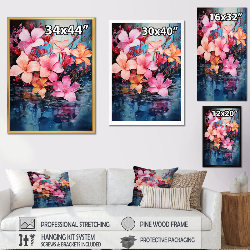 " Tropics Fragrant Plumeria Serenade ", 20" H x 12" W x 1" D, Gold Single Picture Framed