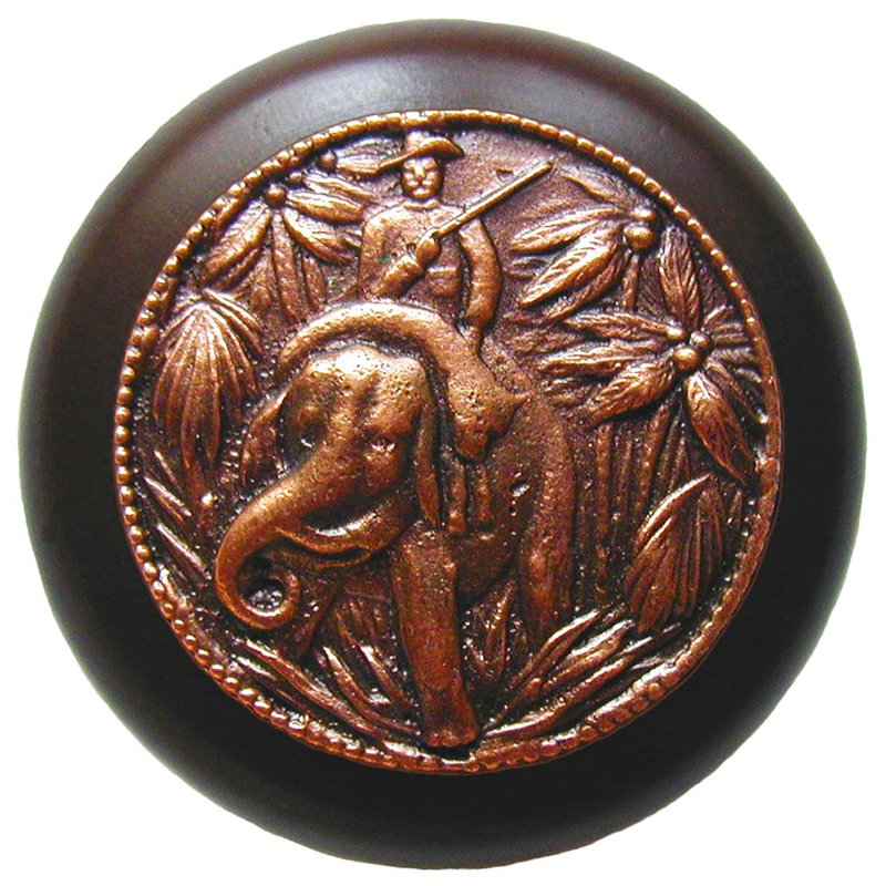 Poignée champignon 1,5 po All Creatures, Cuivre antique / noyer foncé