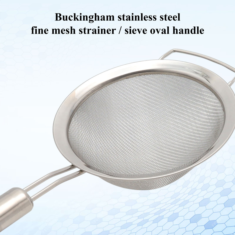 Buckingham Stainless Steel Fine Mesh Sieve Strainer, 6cm H x 32.5cm W x 14cm D