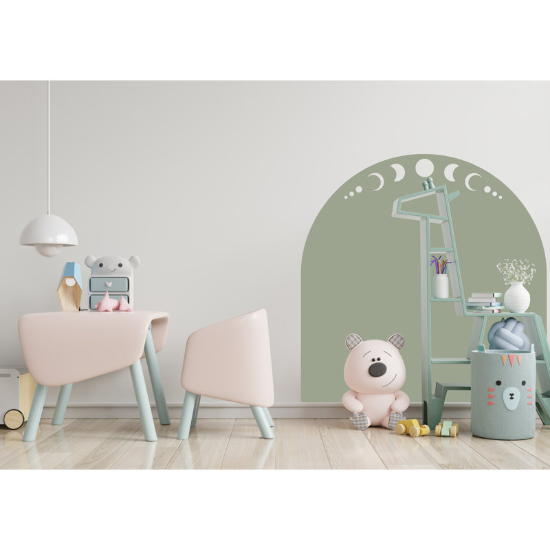 Décalcomanie murale Boho phase de lune, décoration de chambre d'enfant Boho Arch, autocollant d'arche de lit, adhésif mural Hedboard, autocollant mural arche, autocollant mural Arch 116LU