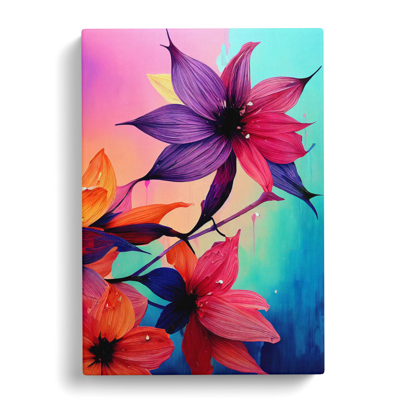 Paint Drip Flowers No.3 - Wrapped Canvas, 60cm H x 40cm W x 3cm D