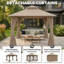 Gazebo de terrasse Yardgrace 3 m x 3 m avec toit souple, auvent à 2 niveaux, moustiquaire et rideaux d'intimité, marron-135823916