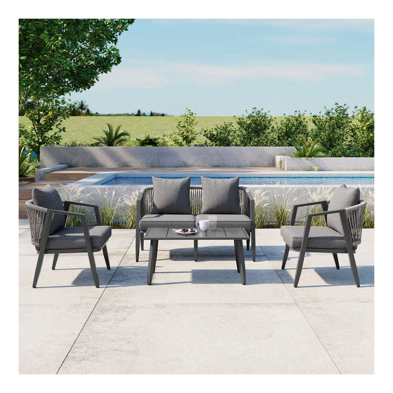 Ensemble de sièges d'extérieur durable et confortable, adapté aux patios, aux pelouses et aux bords de piscine, Gris foncé
