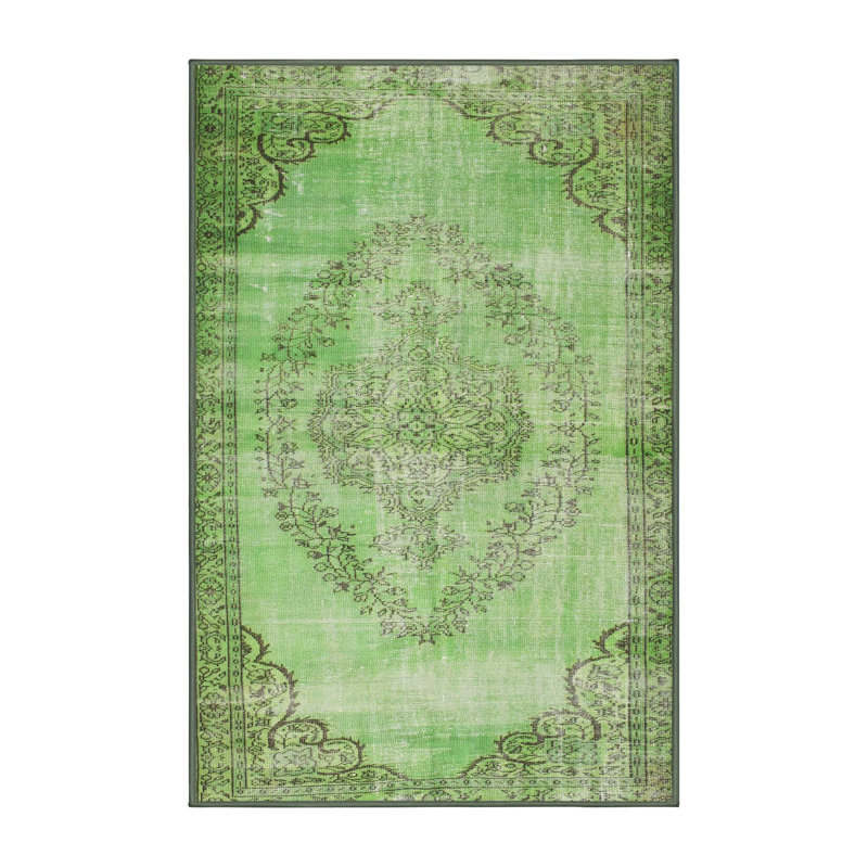 Tapis de zone vert contemporaine, Rectangle 5 pi x 7 pi