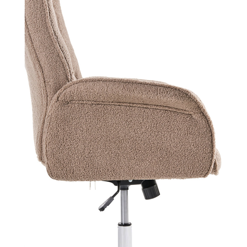 Office Chair with Headrest, Brown Boucle