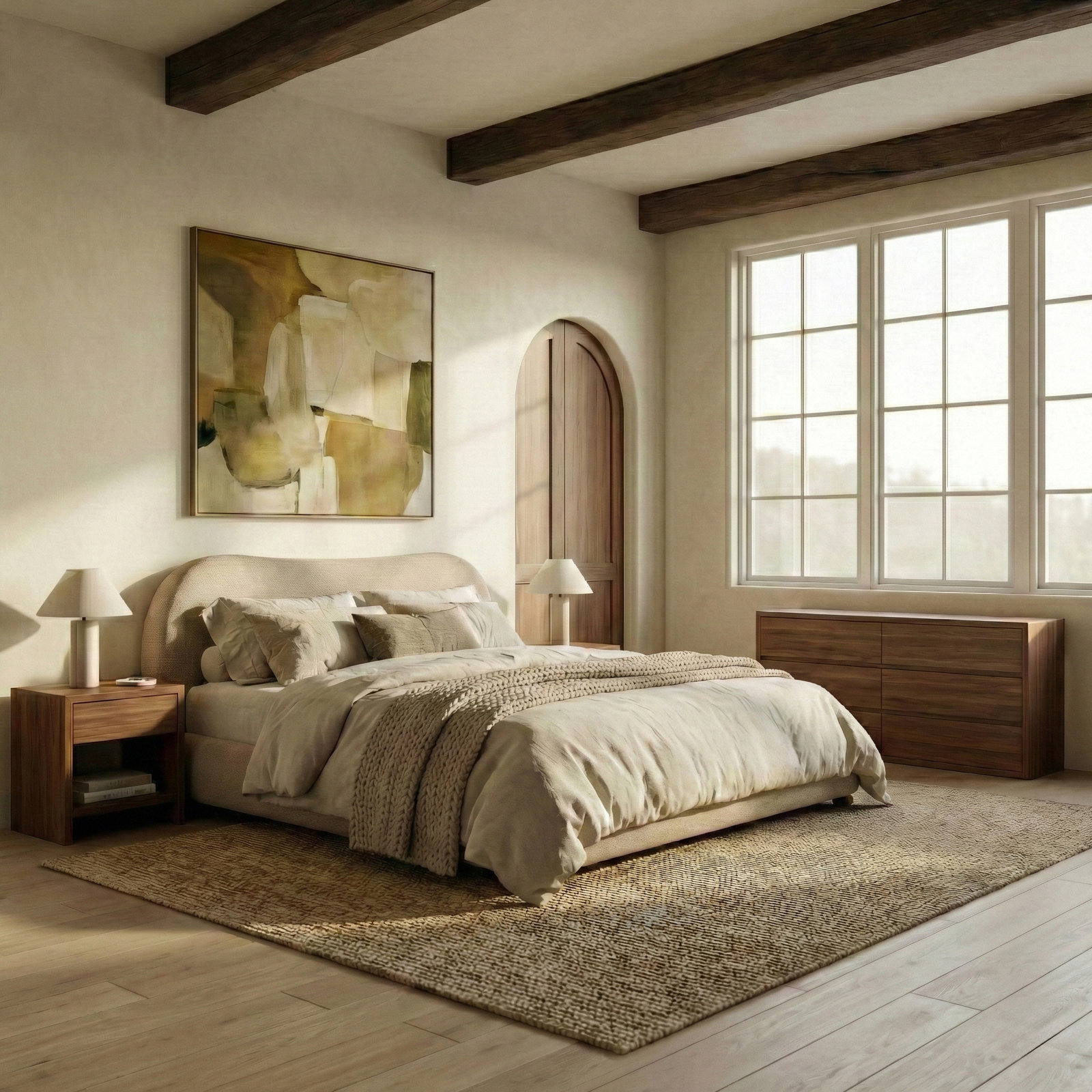 Liza Upholstered Bed, Queen, Brown/Black