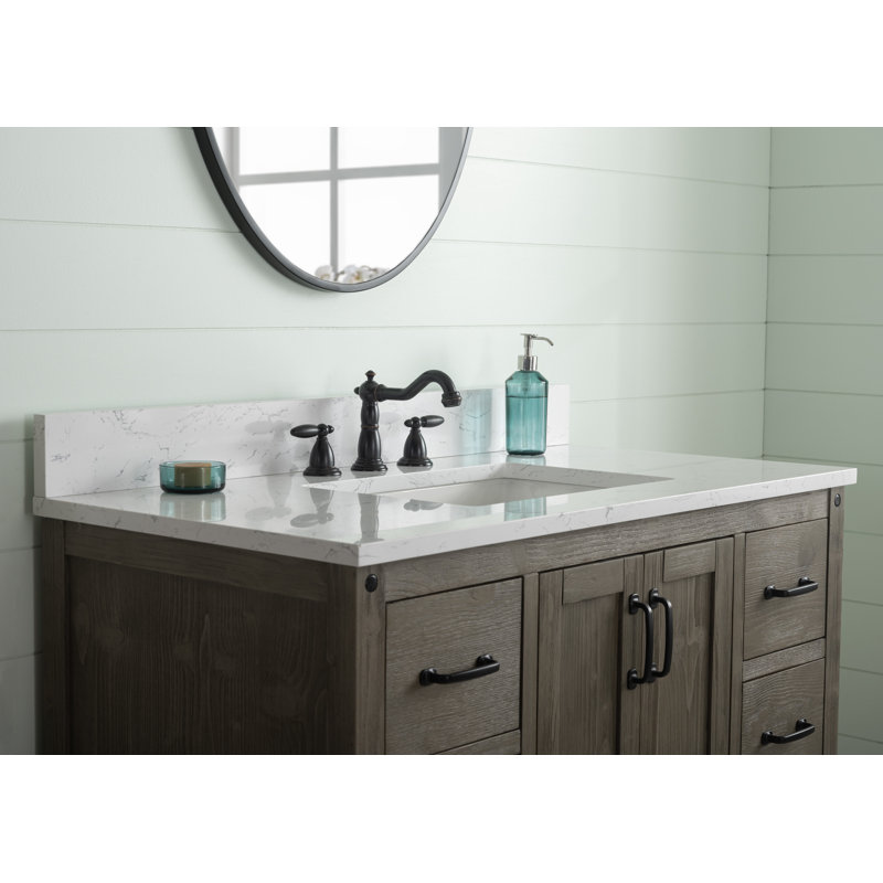 Radstock 42'' Single Bathroom Vanity with Top, Antique Gray, Carrara White