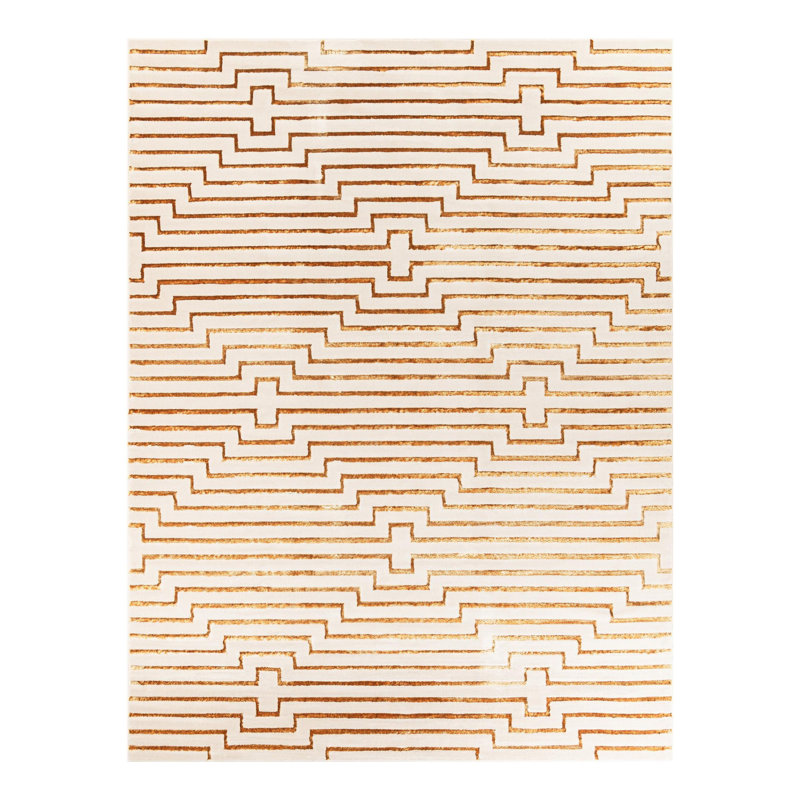 Latitude Run® Mirage Nikica Rug White and Gold, Rectangle 10' x 13'1"