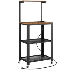 REIBII Metal Kitchen Bakers Rack with Wheels, 5-Tier Rolling Microwave –  Reibii