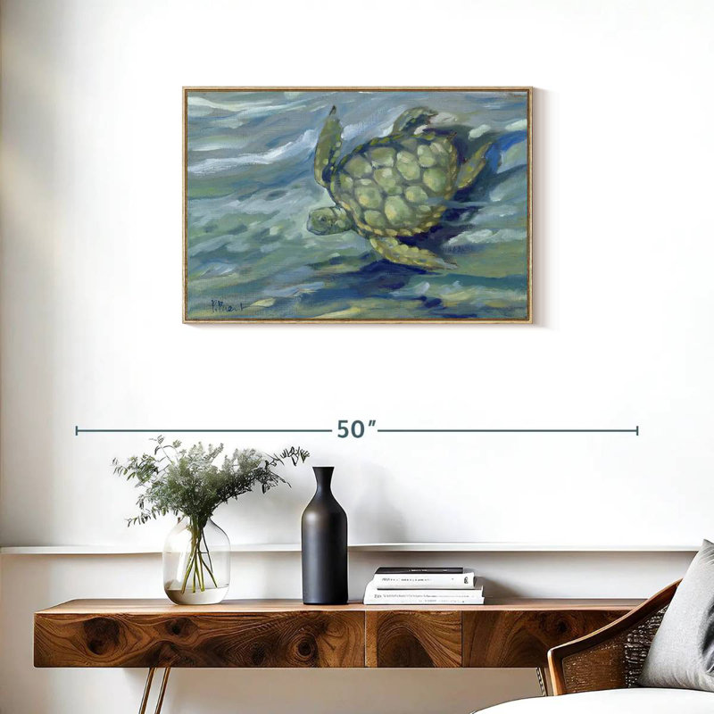 Tortue de mer East Point, Cadre flottant en bois naturel, 31 po x 21 po