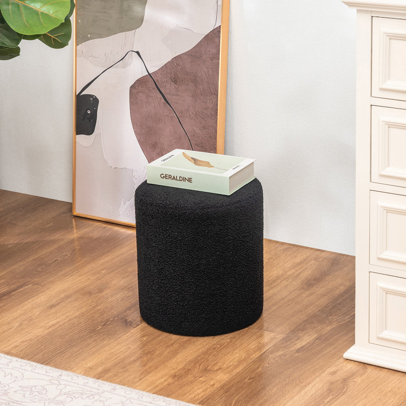 Round Ottoman, Black Teddy