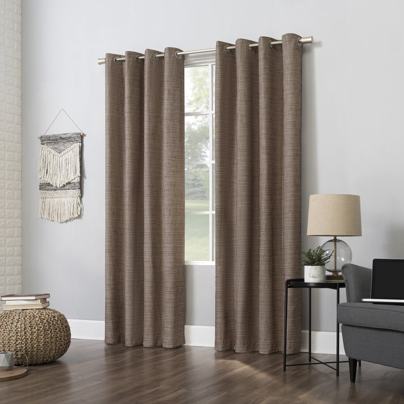 Burlap Weave Thermal Extreme 100% Blackout Grommet Curtain Panel, 52" W x 63" L, Rust