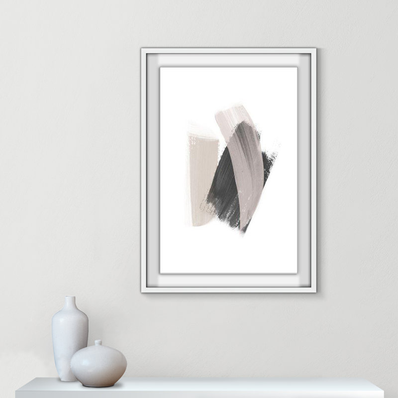 Alabaster Strokes - Peinture encadrée, Cadre blanc satiné, H 1,25 po x l 35,5 po x P 1,25 po