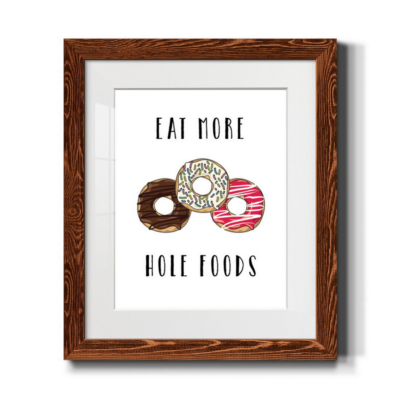 Hole Foods - Reproduction d'art textuel sur papier encadré, H 20 po x l 17 po x P 1,5 po, Papier avec cadre érable