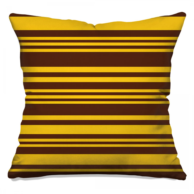 Coussins décoratifs brun et jaune à rayures, 26 x 26 inches