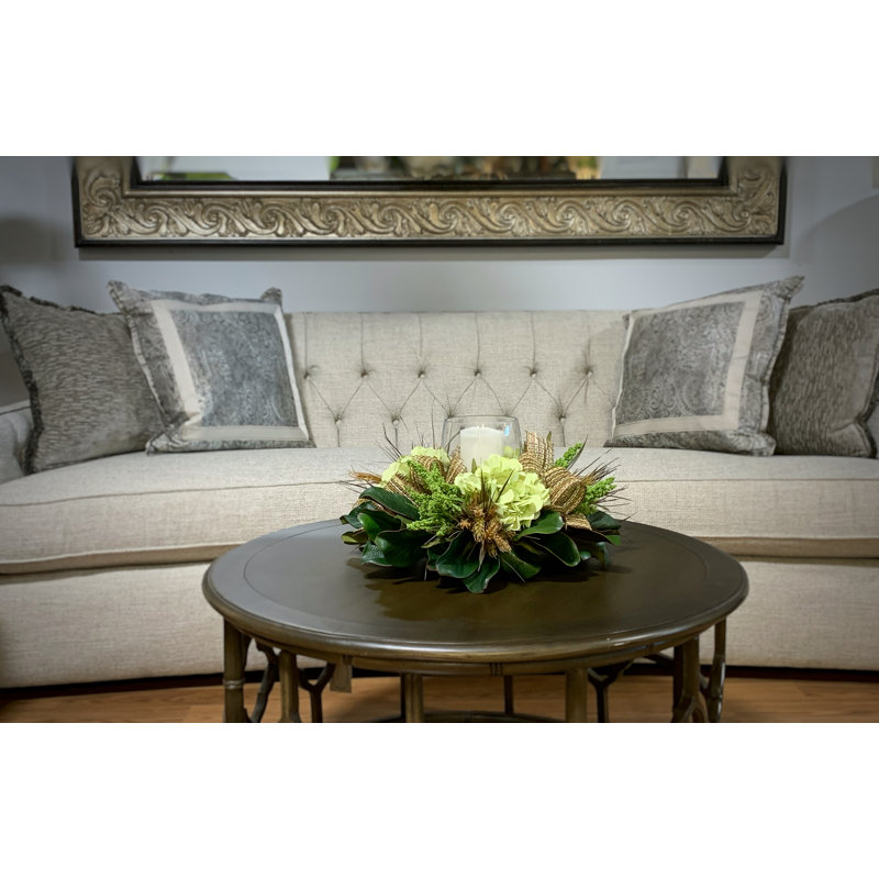 Hydrangea and Magnolia Leaf Centerpiece