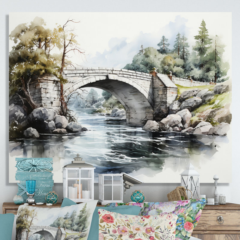 Pont beige Mackerley - reproduction sur toile, H 24 po x l 32 po x P 1 po, Toile tendue