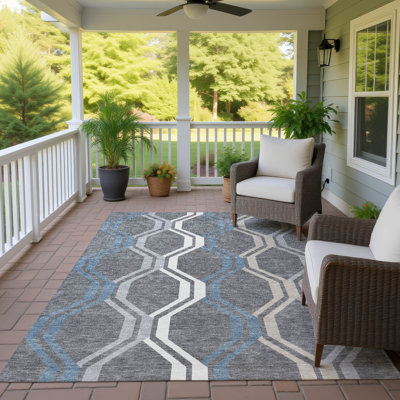 Tapis mid-century moderne lavable à la machine intérieur / extérieur Hashlamoun ACN2326