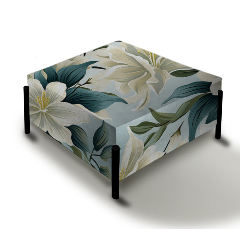 Coastal Neutrals Tropical Motif II - Grand repose-pieds carré tropical