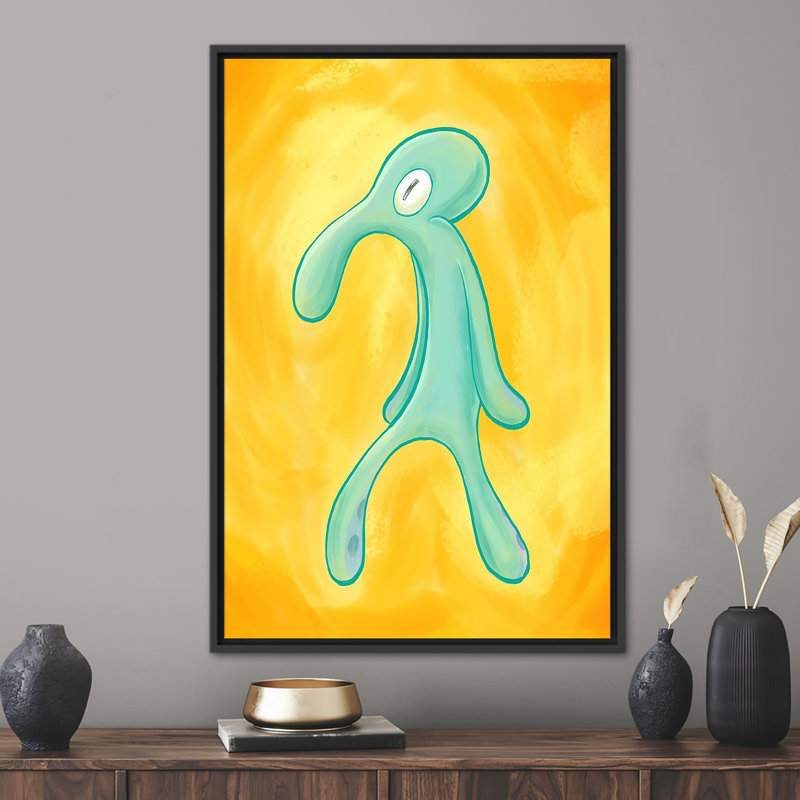 Impression sur toile Squidward Bold and Brash, Noir, noir, noir, noir, Reproduction encadrée sans passe-partout