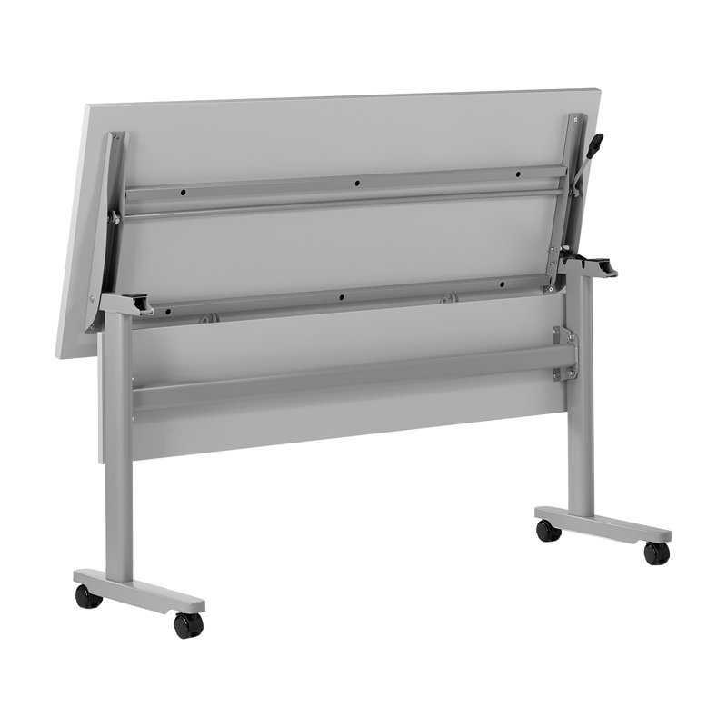 Commercial Nesting Flip Training Table With Steel Frame And T-Legs, Grey, Grey