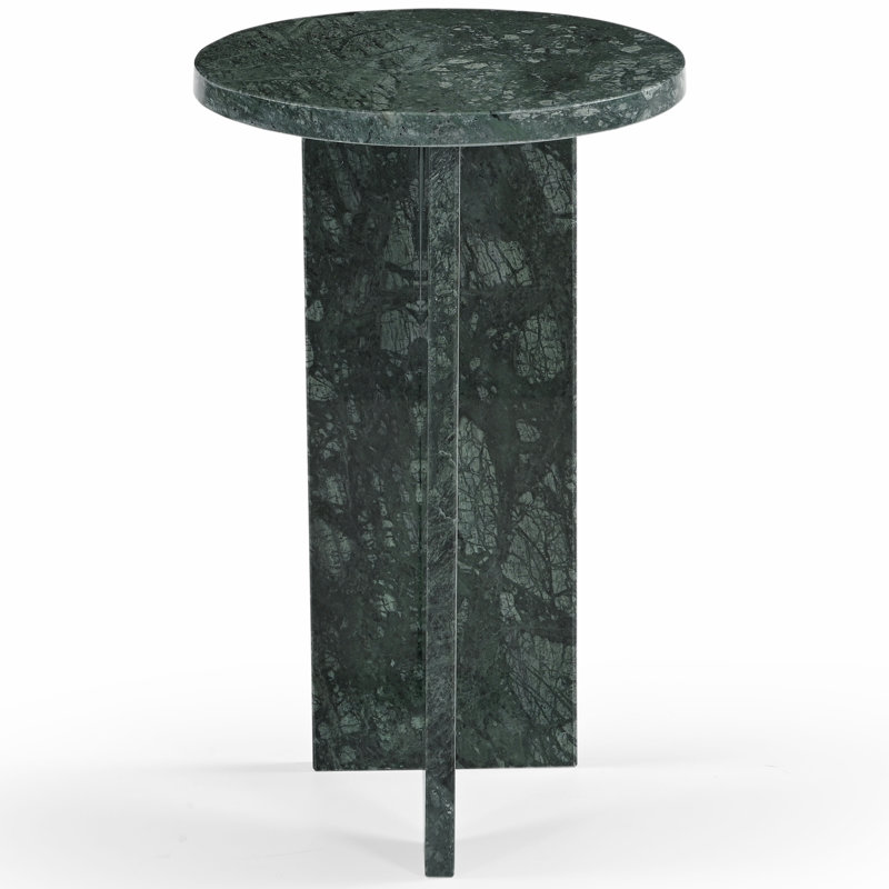 Devlin Marble Drink Table, Dark Green
