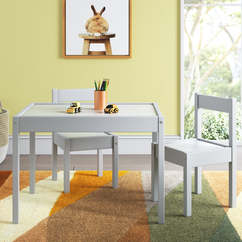 Ensemble de table de jeu rectangulaire et chaises en bois massif pour enfants Hunter, Gris