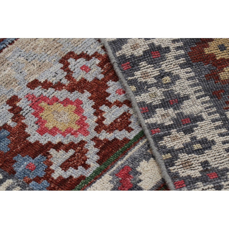Burano Hand Knotted Wool Geometric Area Rug, Rectangle 5' x 8'