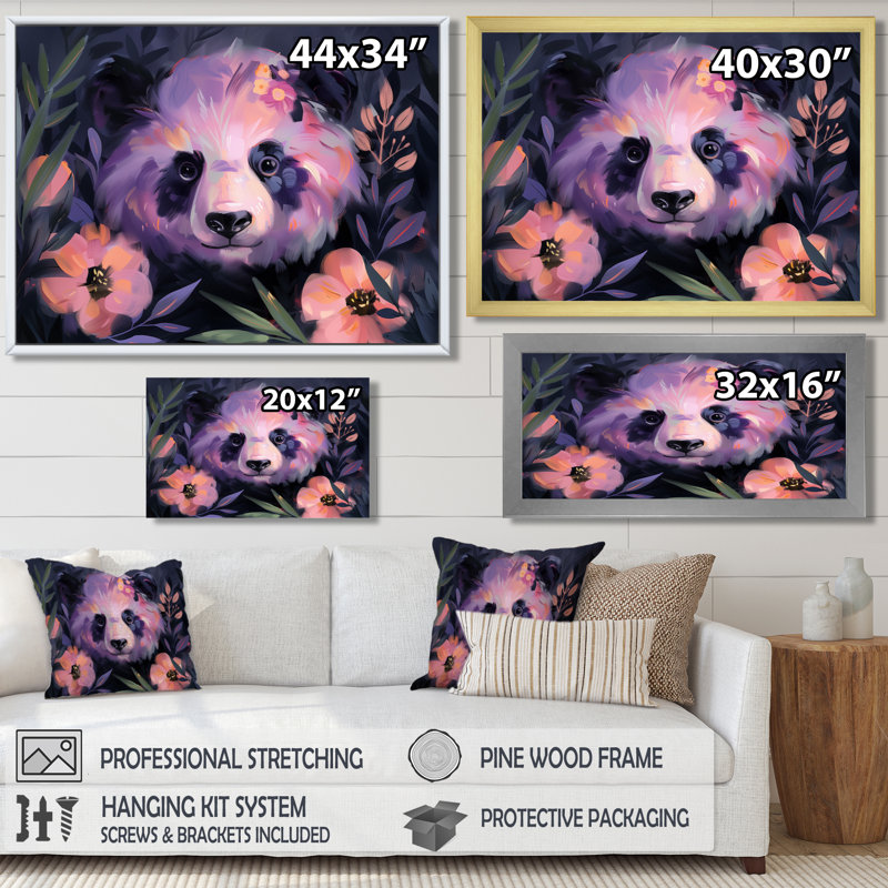 Reproduction d'art mural Panda Jungle Blooms II, Toile tendue, H 12 po x l 20 po