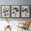 Bleu marine et feuilles de lin II - ensemble de 3 peintures sur toile encadrées-1524676179-1524676201