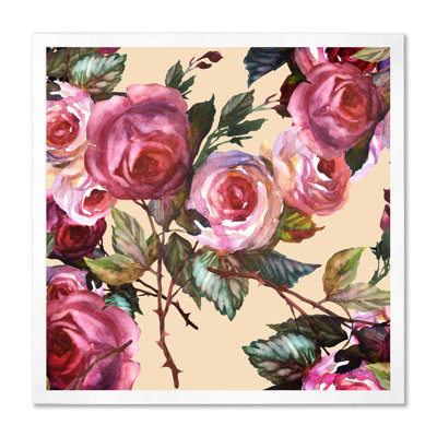 " Pink Vintage Roses On Yellow "