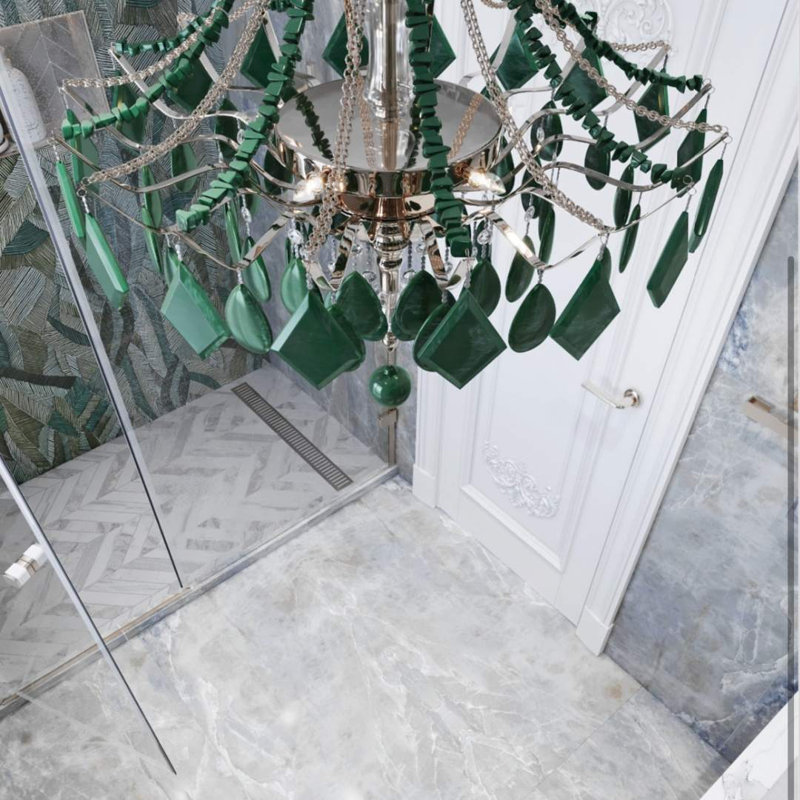 Adin 24" x 48" Marble Look Porcelain Tile, White/Gray