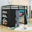Lit mezzanine double avec poste de travail intégré, tablettes, garde-robe et lumières RVB-892946273
